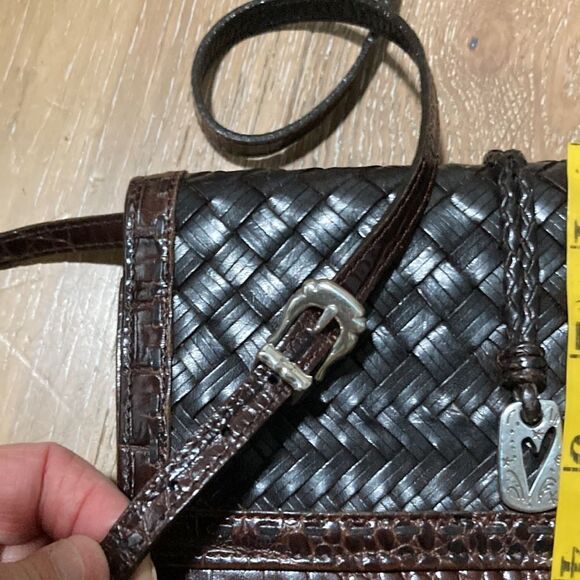 Brighton small wallet/bag Crossbody black and brown woven & crocodile print - Picture 10 of 11